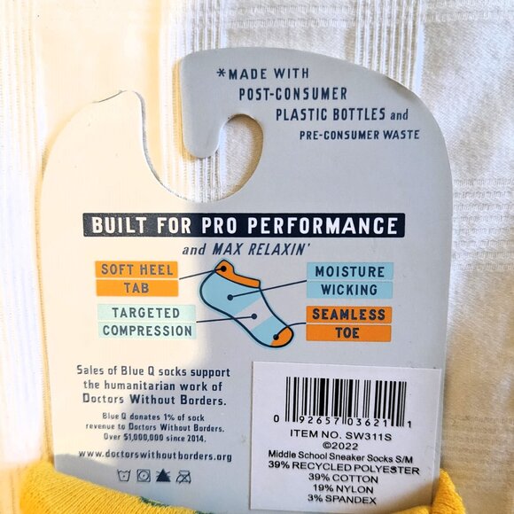 Blue Q Sneaker Socks "Still Recovering from Middle School" Green/Yellow S/M - Picture 4 of 4